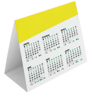 Calendário OffSett 180g ou Reciclato 21x10x7cm   Impressão a Tinta 