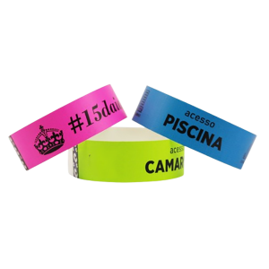 Pulseiras Personalizadas de Identificação para Eventos  20x250mm 1x0   Impressão termica